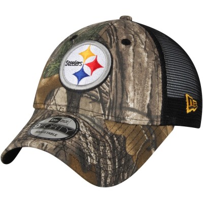 Men's Pittsburgh Steelers New Era Realtree Camo/Black Trucker 9FORTY Adjustable Snapback Hat 2614628